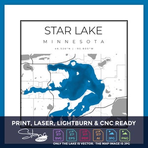 Star Lake MN Topografische Kaart | Print Ready Wall Decor Meerdere lagen | svg pdf ai eps png jpg