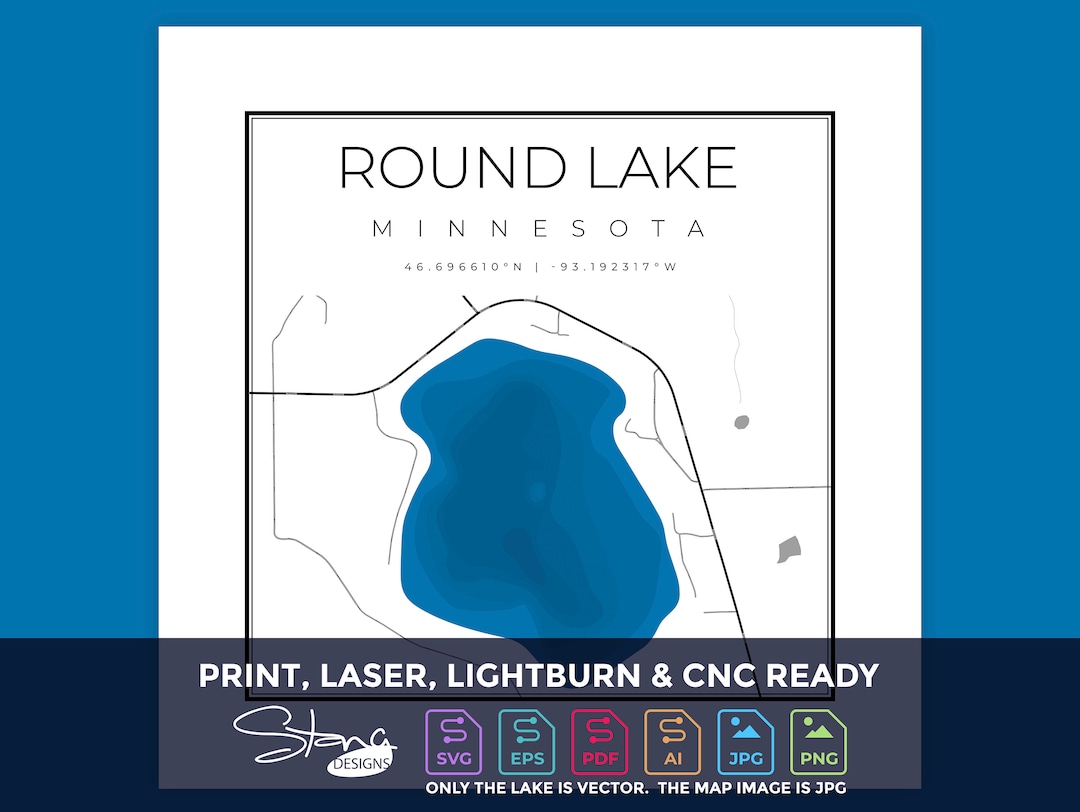Round Lake MN Topographical Map Print Ready Wall Decor Multiple Layers