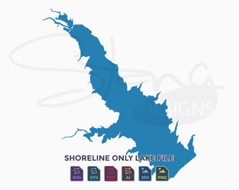 Marion Reservoir KS Shoreline Only Map | Single Layer | svg pdf ai eps png jpg | Cricut Glowforge Laser