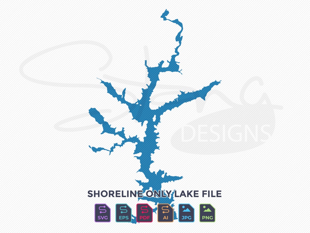 Lake Burton GA Shoreline Only Map Single Layer Svg Pdf Ai Eps Png Jpg