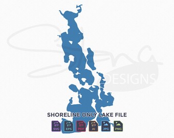 Center MN Lakes Shoreline Only Map | Single Layer | svg pdf ai eps png jpg