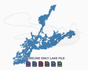Mapa da costa do Lago Burntside, MN | Camada única | svg pdf ai eps png jpg | Cricut Glowforge Laser
