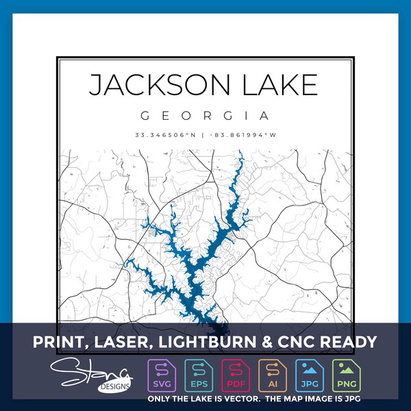 Jackson Lake Ga Map Etsy