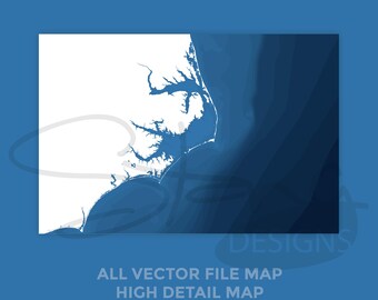 North Carolina, Pamlico, Albemarle, Bogue Sound Shoreline High Detail 24x16 Topographical Map | Multiple Layers