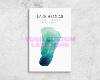 Canvas CUSTOM MADE Watercolor Lake Shoreline Print