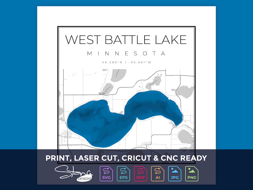 West Battle Lake MN Topographical Map Print Ready Wall Decor Etsy