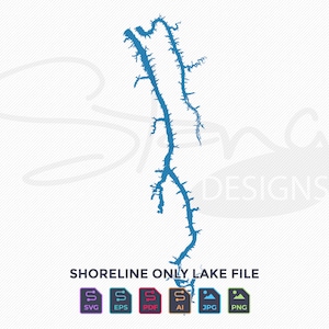 Kentucky Lake - Lake Barkley TN KY Shoreline Only Map | Single Layer | svg pdf ai eps png jpg | Cricut Glowforge Laser