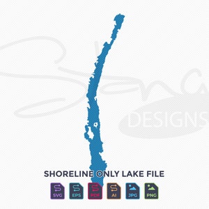Barkhamsted Reservoir CT Shoreline Only Map | Single Layer | svg pdf ai eps png jpg | Cricut Glowforge Laser