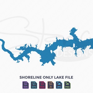 May include: Shoreline only lake file in blue.  Available in SVG, EPS, PDF, AI, JPG, and PNG formats.