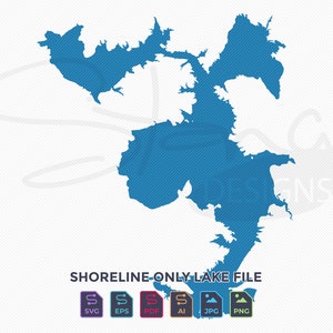 Glendo Reservoir WY Shoreline Only Map | Single Layer | svg pdf ai eps png jpg | Cricut Glowforge Laser