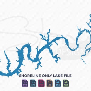 Old Hickory Lake TN Shoreline Only Map | Single Layer | svg pdf ai eps png jpg | Cricut Glowforge Laser