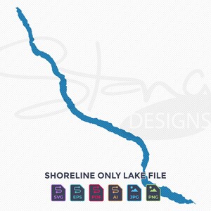 Lake Chelon WA Shoreline Only Map | Single Layer | svg pdf ai eps png jpg | Cricut Glowforge Laser