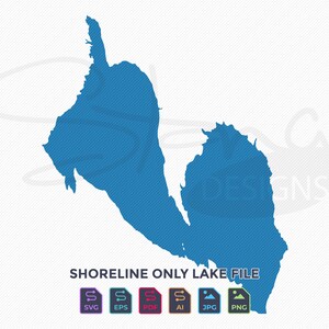 Lake Almanor CA Shoreline Only Kaart | | met één laag svg pdf ai eps png jpg | Cricut Glowforge Laser