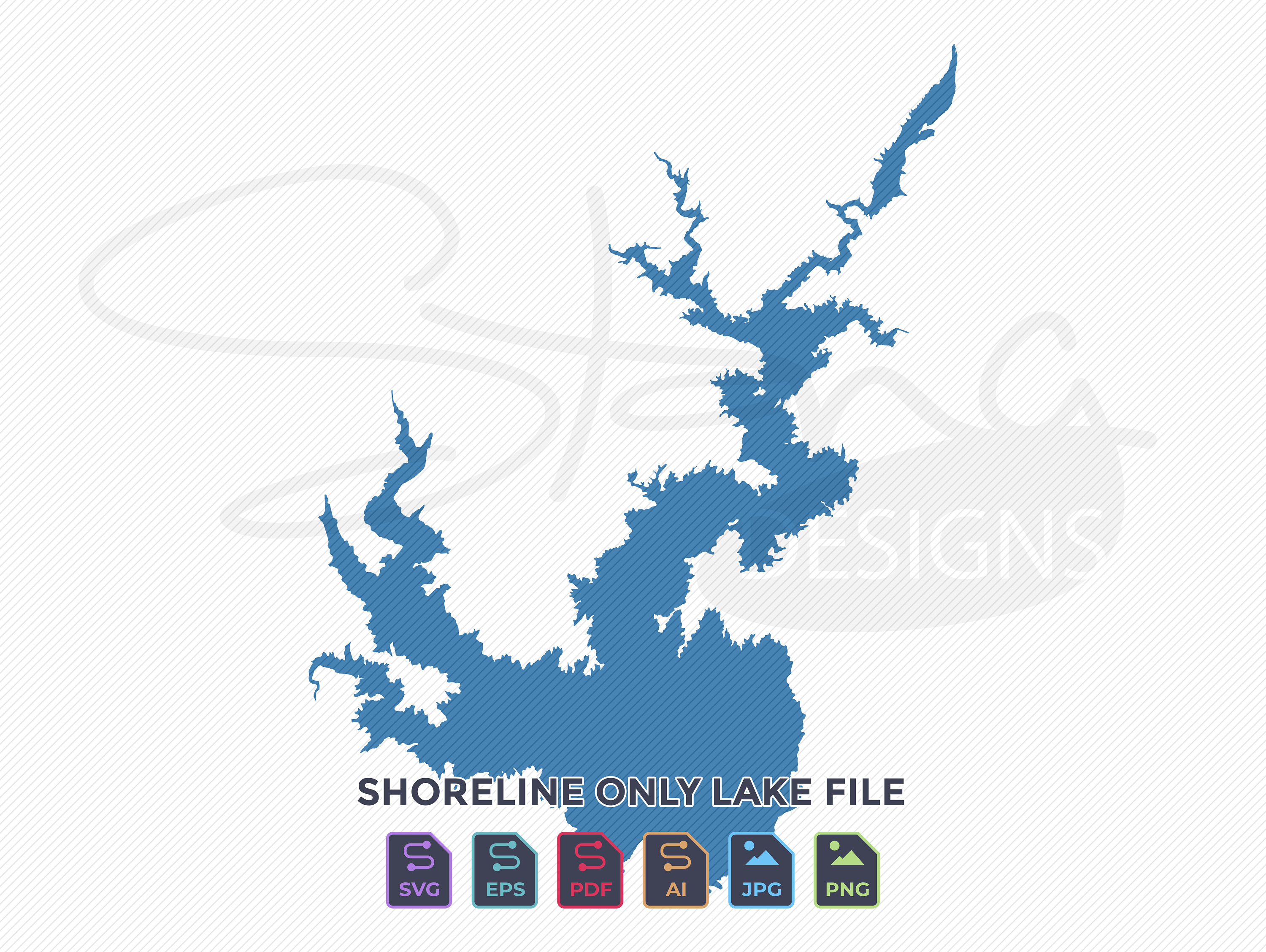 Lake Jocassee SC Shoreline Only Map Single Layer Svg Pdf Etsy
