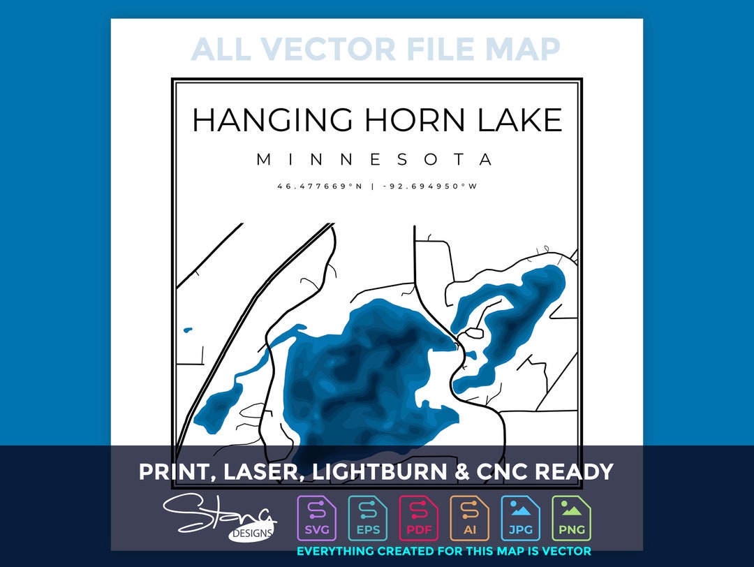 Hanging Horn Lake MN Topographical Map Print Ready Wall Decor Multiple