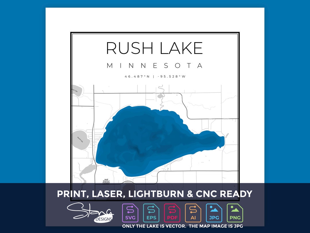 Rush Lake MN Topographical Map Print Ready Wall Decor Multiple Layers
