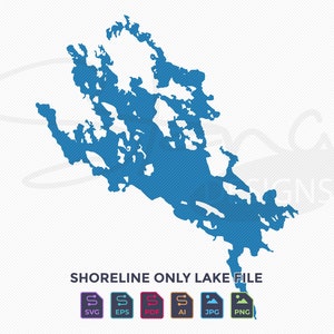 Lake Winnipsaukee NH Shoreline Only Map | Single Layer | svg pdf ai eps png jpg | Cricut Glowforge Laser