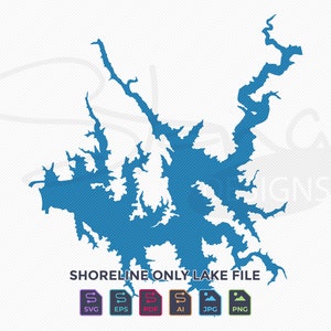 Mapa tylko linii brzegowej jeziora Carters Lake w stanie Georgia | Pojedyncza warstwa | svg pdf ai eps png jpg | Cricut Glowforge Laser