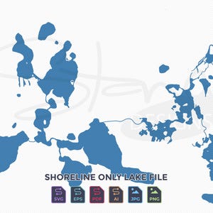 Hiland Chain of Lakes Hell MI Shoreline Solo mappa / Singolo strato / svg pdf ai eps png jpg / Cricut Glowforge Laser