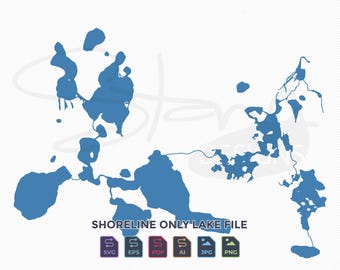 Hiland Chain of Lakes Hell MI Shoreline Only Map | Single Layer | svg pdf ai eps png jpg | Cricut Glowforge Laser