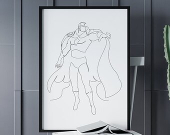 Superhero Poster | Comic | Lineart | One-Line | Line Art | Illustration | Minimalist | Graphic |  Poster |  Wallart | Print  | Digital