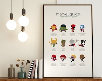 Superhero Poster | Comic | Superhero | Lineart | One-Line | A line drawing | Line Art | Minimalist graphics | Mural