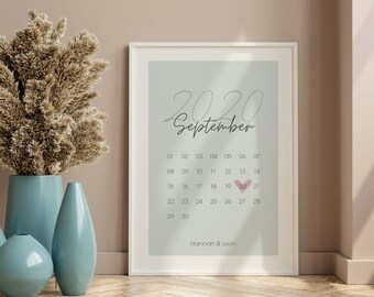 Poster with date | gift | Calendar | Anniversary | Partners | friendship | birth | Individual | Personal | Photo | printed | Print