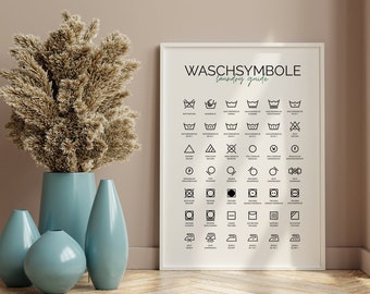 Washing symbols | Laundry Guide | Poster | Mural | Laundry | Laundry room | Instructions | Care | Decoration | Print | Gift | Household