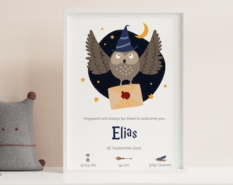 Birth posters | Personalized | Newborn | Baby | Date of birth | Individually | Gift | Wizard | Wizard | Printing | Minimalist