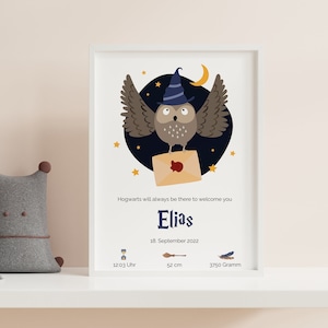 Geburtsposter | Personalisiert | Neugeborenes | Baby | Geburtsdaten | Individuell | Geschenk | Zauberer | Wizard | Druck | Minimalistisch