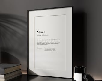 mom posters | Gift Mother's Day | Definition | Thanks | Individual | Personal | printed | pressure | Minimalist | Lexicon | Duden
