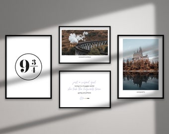 Movie Poster | Poster Set | Magic | Magic | Magic | Wizard | 9 3/4 | Magic | Mural | Graphics | Minimalist | Gift