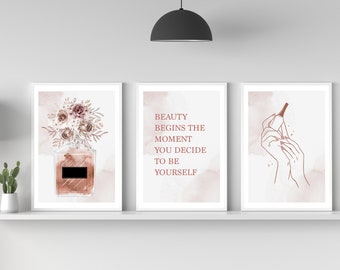 Beauty Poster | Posterset | Nails | Perfume | Lineart | Decoration | Gift | Illustration Print | Wall decoration | Wallart | Graphic