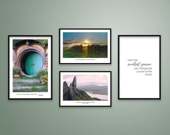 Movie Poster | Poster Set | The Hobbit | Shire | Wizard | Elves | Dwarves | Landscape | Mural | Graphics | Minimalist | Gift