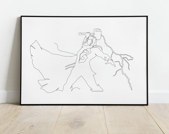 Superhero Poster | Comic | Lineart | One-Line | Line Art | Illustration | Minimalist | Graphic |  Poster |  Wallart | Print  | Digital