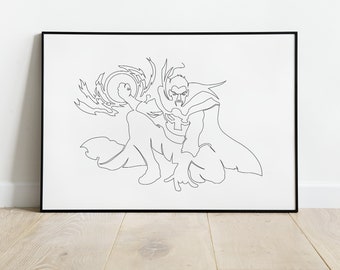 Superhero Poster | Comic | Lineart | One-Line | Line Art | Illustration | Minimalist | Graphic |  Poster |  Wallart | Print  | Digital