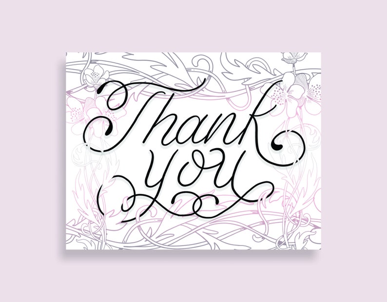 Floral Design Folded Card Thank You Cards 5.5 x 4 Envelopes Included