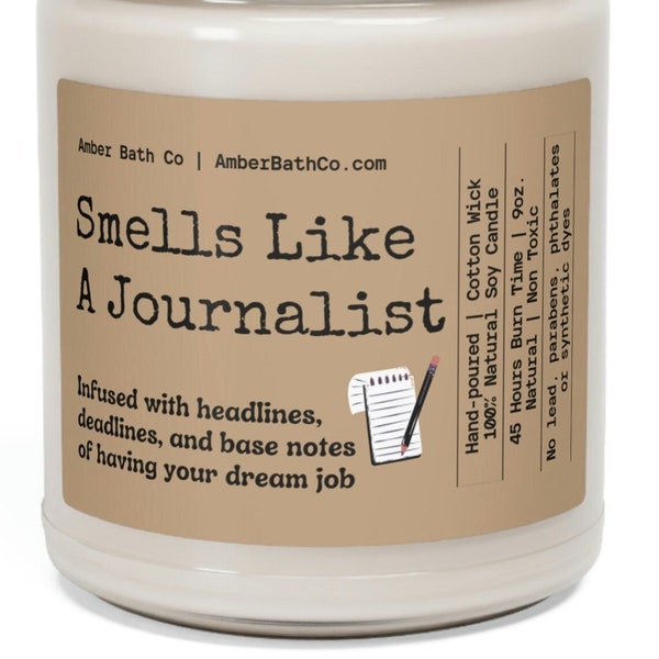 Smells Like A Journalist Candle, Writer Gift, Journalist Candle, Candle for Journalist, Reporter Gift, Writer Gift, Gift For Journalist