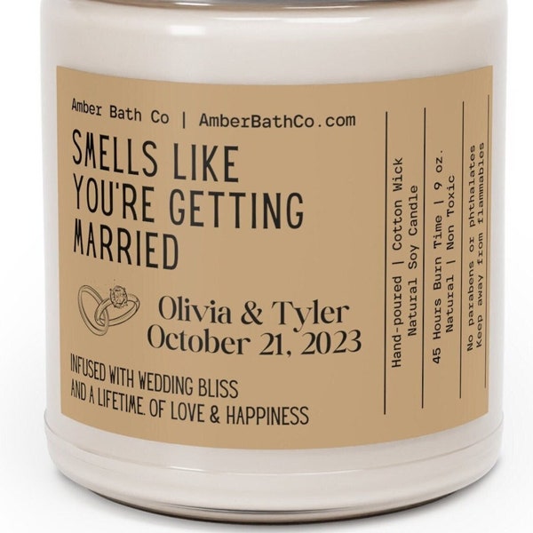 Personalized Wedding Candle, Smells Like youre getting married, Candle Gift, scented soy Candles Smells Like Candle Gift for Bride and Groom