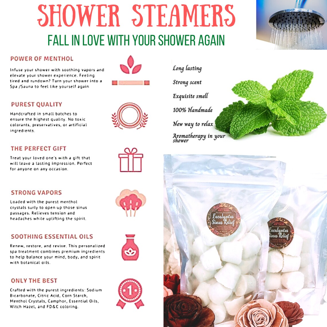 Shower Steamers Gift Set Menthol Shower Steamer Shower Etsy