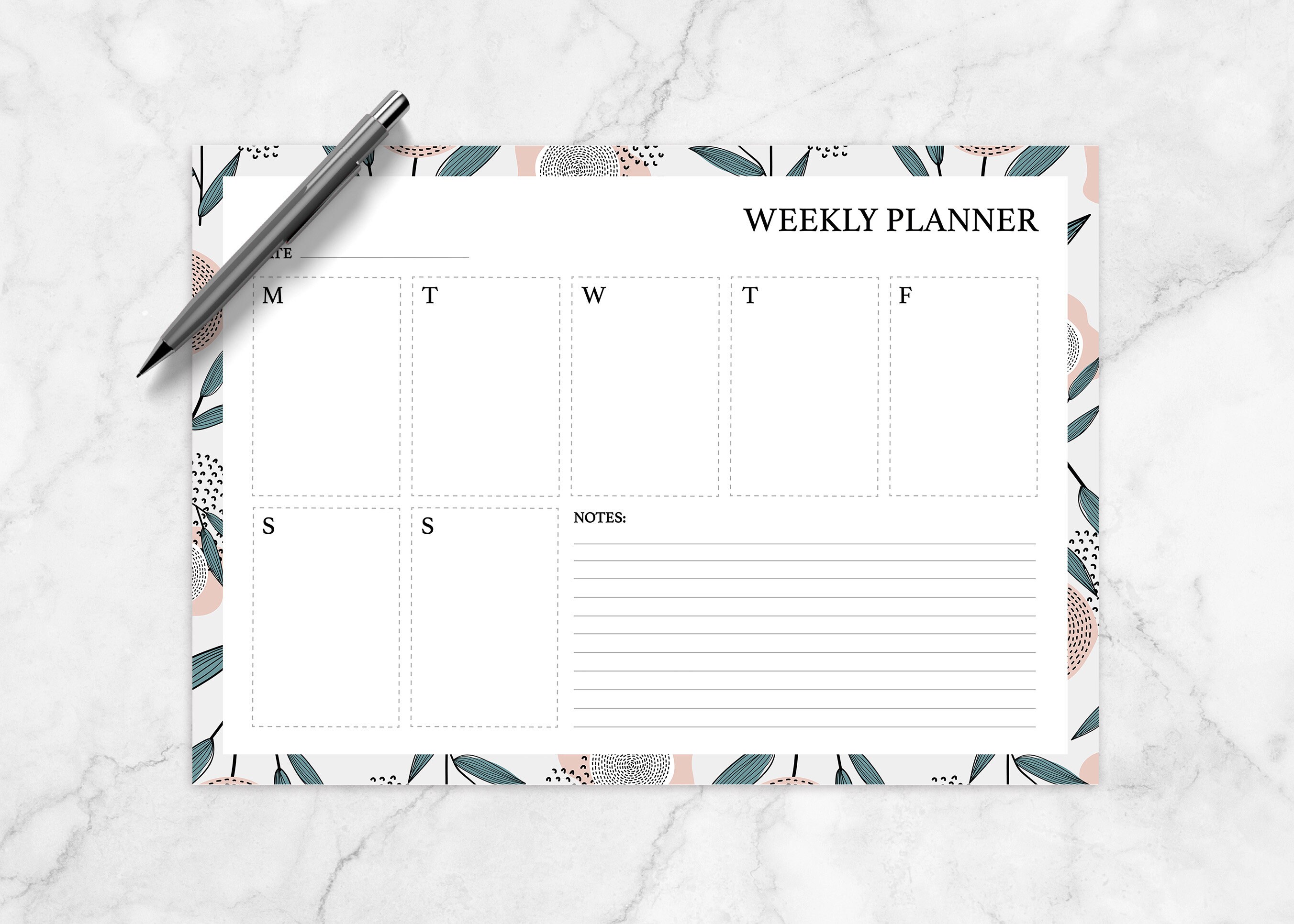 Printable Weekly Planner Fillable Organiser Template Diary - DIGITAL ...