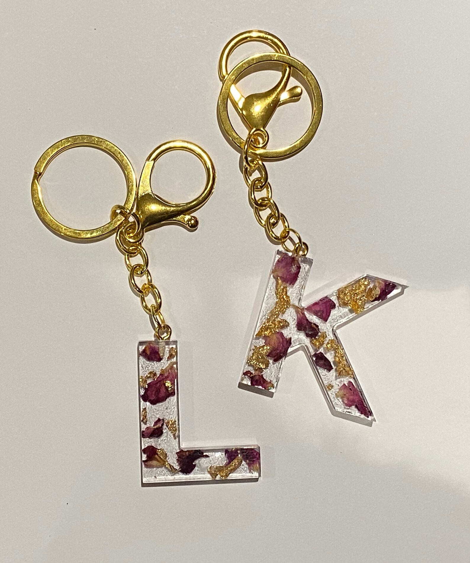 Personalised Resin Flower Petal Key Ring Etsy