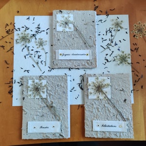 Handmade paper card with inclusion of tea leaves for birthday, party, birth, baptism, communion or just for fun