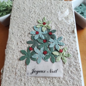 Jolie carte artisanale de Noël en papier entièrement fait main originale et unique