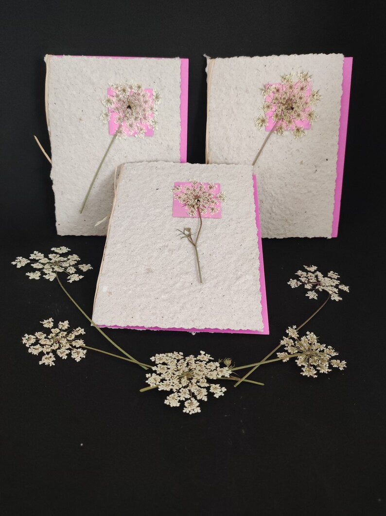 Romantic Boho handmade card with dried flowers image 1