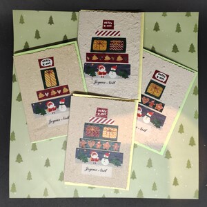 4 cartes artisanales de Noël en papier fait main originale