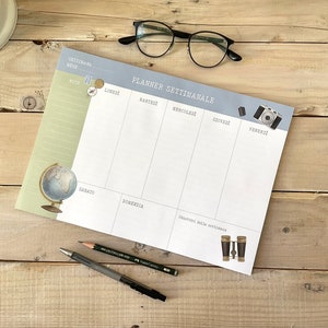 Planner da tavolo/ illustrato / Disegni / viaggio / tulipani / api / illustrazione / organizzazione/planner / Planner settimanale / diario