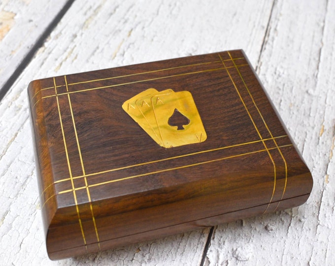 India House-Wooden Card Storage Box / Playing Card Storage/ Twin Card Storage/  Anniversary Housewarming Gifts Him Her/ Unique gift