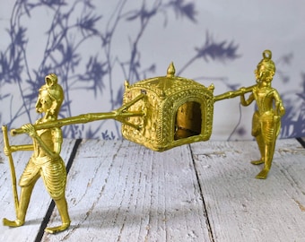 India House-Indian Brass Decor / Palki Vintage look Handcrafted Dhokra Art/Brass/Showpiece/Decoration/ Handmade/Decor