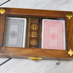 Indien Haus-Holz Karte Aufbewahrungsbox / Spielkarte Lagerung / Twin Card Lagerung / Jubiläum Housewarming Geschenke Him Her / Einzigartiges Geschenk